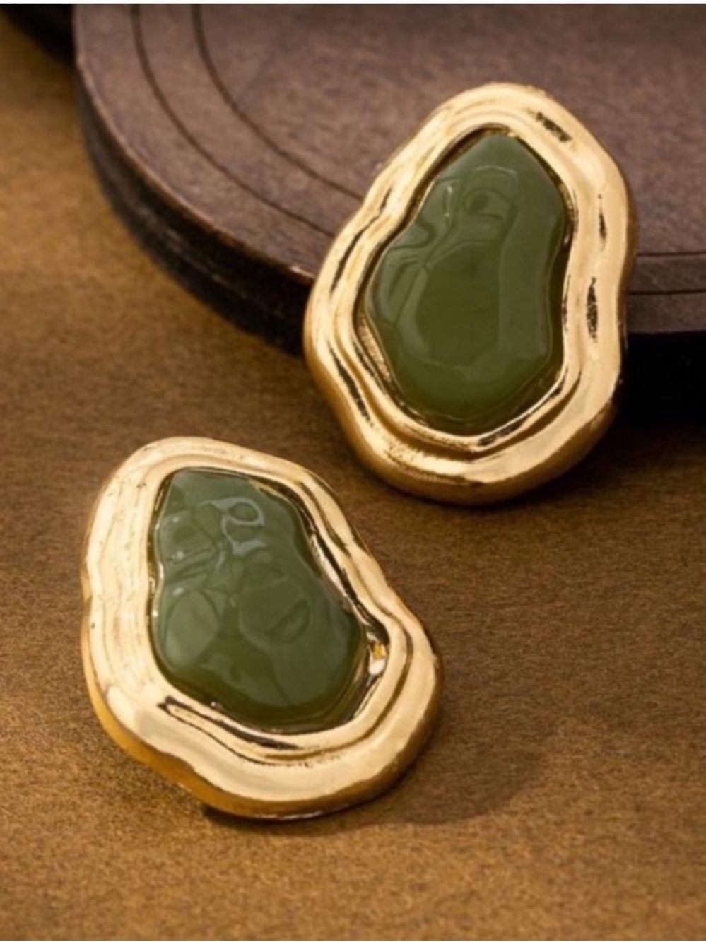 RARE cult gaia jade gold earrings